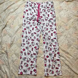 sanrio hello kitty white pink loungewear pajamas excellent condition size l/xl
